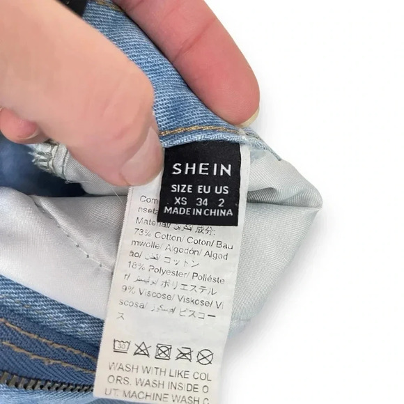 SHEIN Women Sz 2/XS Frenchy High Waist Jeans Relaxed Fit Straight Leg Light Wash - Picture 10 of 12